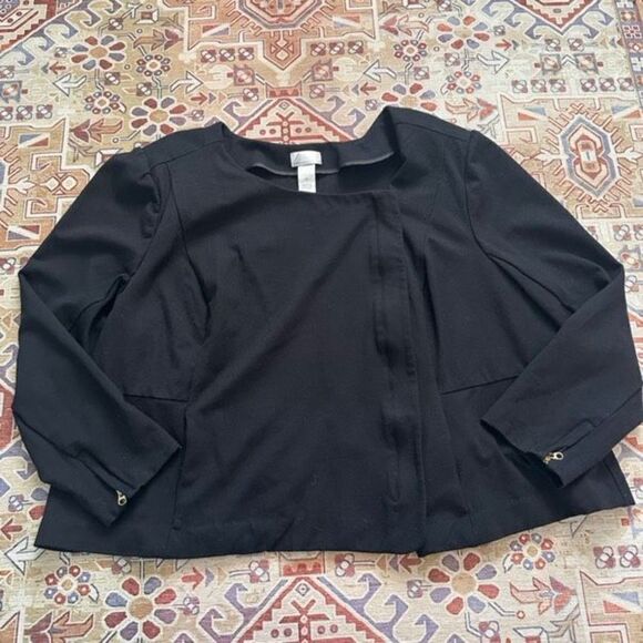 Lane Bryant women’s full zip moto style stretch blazer jacket black size 28 4XL - Picture 1 of 10